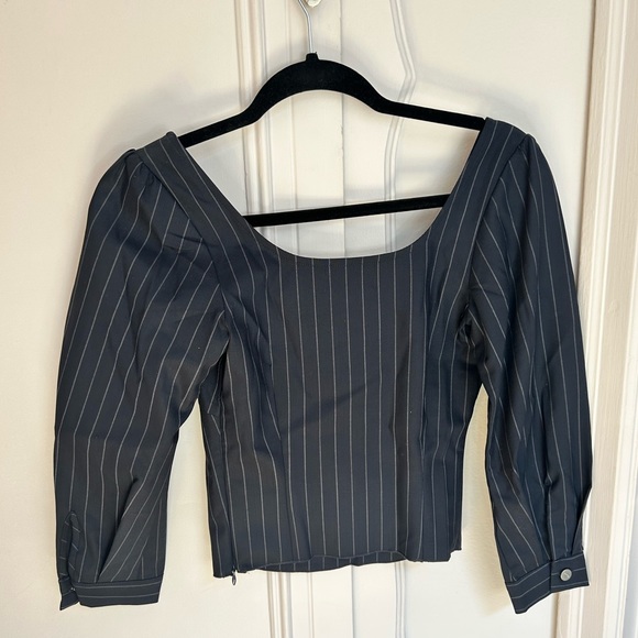 Miaou Demi Long Sleeve Pinstripe Top - Picture 3 of 4